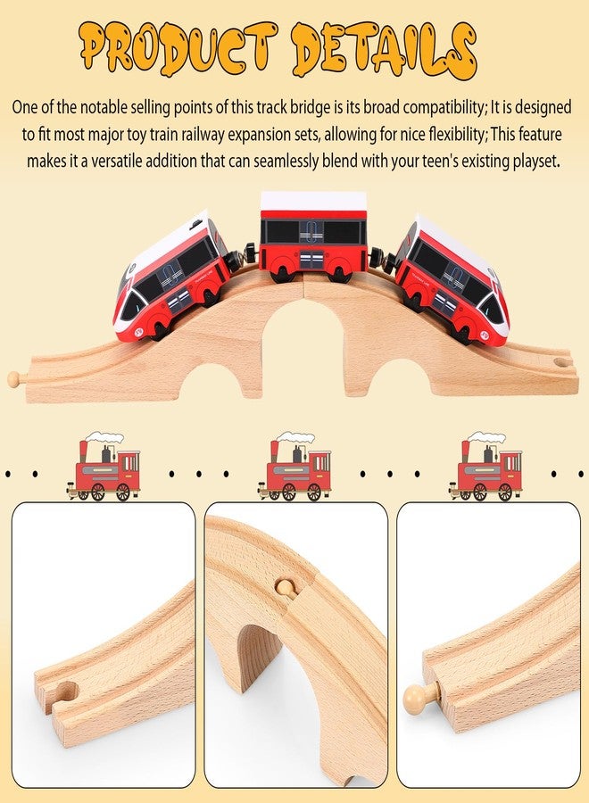Liliful Wooden Train Track Bridges and Tunnels Expansion Wood Train Track Pieces Accessories for Most Major Toy Trains Railway - Image 3